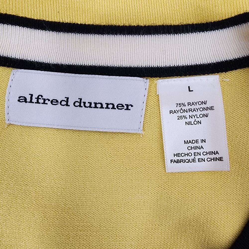 Alfred Dunner Womens Sweater 2 In 1 Cardigan Large Necklace Yellow White 3/4 Slv - Picture 8 of 10
